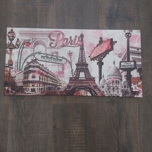 Pink Paris Collage Canvas Print Eiffel Tower Print On Canvas Paris Themed Canvas